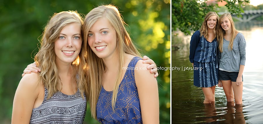 twin senior girl photos in water