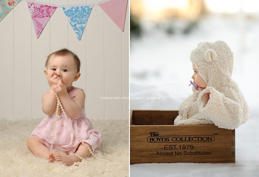 six month baby photos in the snow