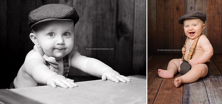 vintage baby with hat and suspenders