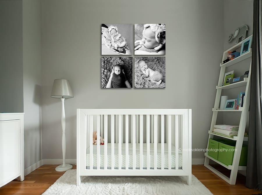 wall display canvas cluster of newborn photos