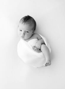 newborn photo on white