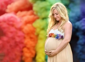 smoke bomb rainbow baby maternity portrait