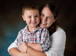 mother and son studio photo