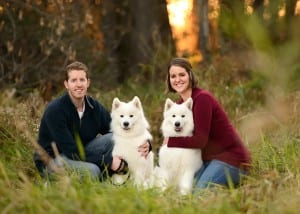 family photos with Samoyed puppies