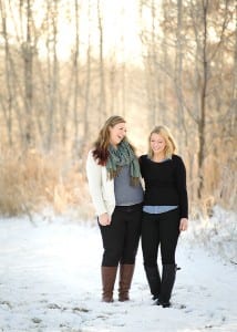 two sisters in the snow outdoor photo