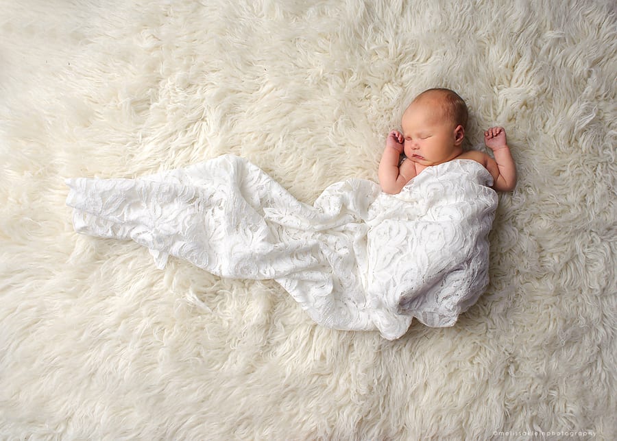 newborn photo on white