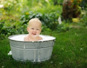 Baby in wash tub