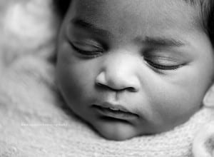 black and white macro newborn photo