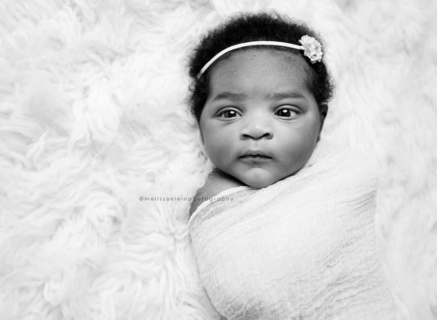 black and white newborn photo