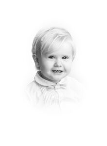 black and white vignette heirloom children's photo