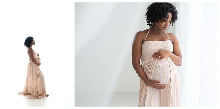 backlit studio maternity photos