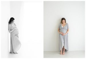 Maternity photos in Lino Lakes, with mom wearing a goreous Free People Fiona maxi dress