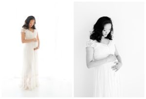 light and airy studio maternity photos