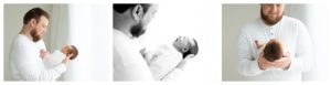 father and newborn photos in white photography studio