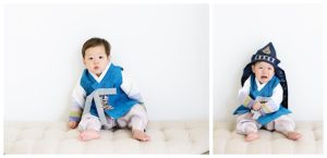 one year old baby boy in Korean hanbok