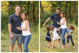 Minnetonka family photographer outdoor session with kids running around parents