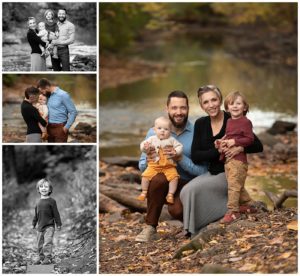 Family photos at Minnehaha creek in the fall