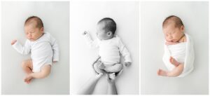 natural newborn photography of baby in white onesie