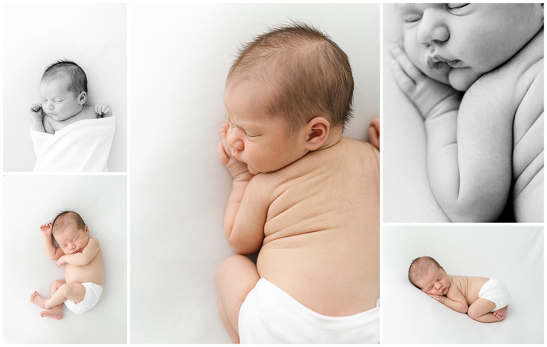 natural light newborn photography on white blanket