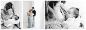 newborn photographer near St. Louis Park photographs mom and dad with baby boy in natural light studio