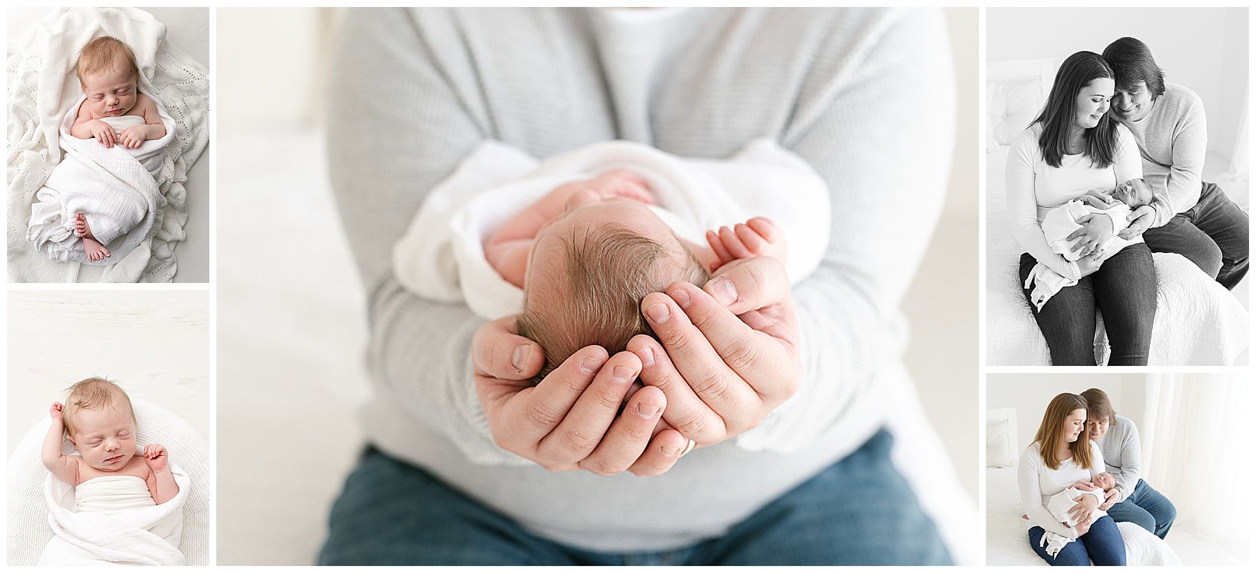 tiny 6 pound newborn baby girl in her parents hands