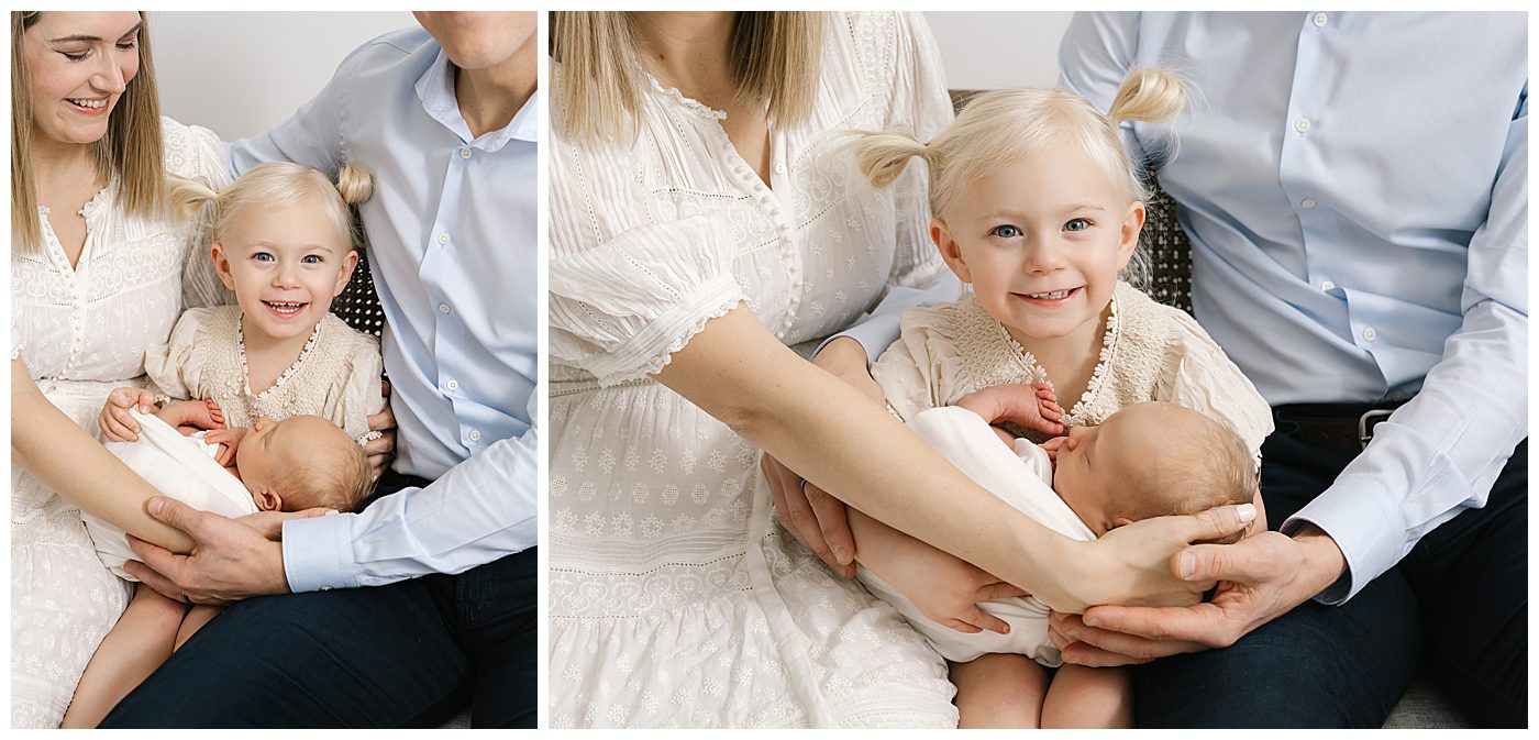 family of four newborn photos with toddler 