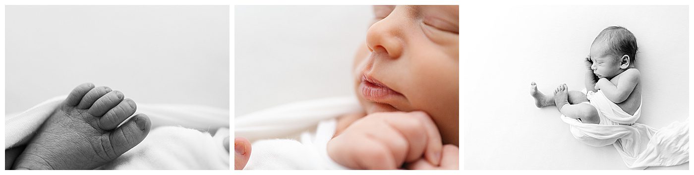close up newborn macro photos of baby feet and lips