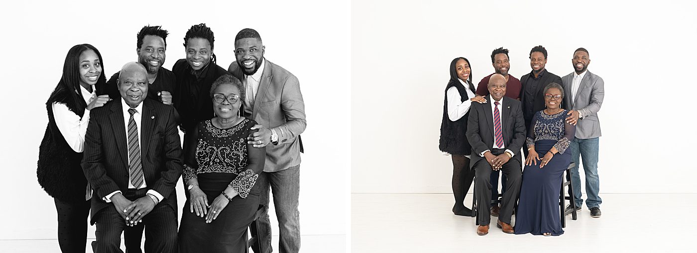 smaller groupings of extended family photos in Minneapolis photography studio